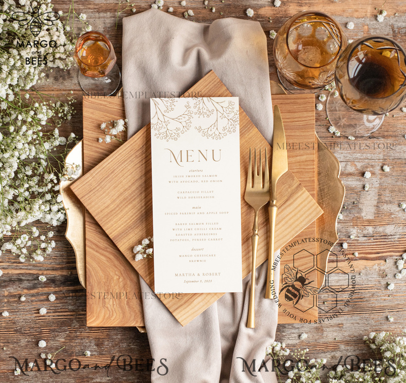 Rustic wedding menu template, dinner menus editable, Instant download Boho wedding menus, Garden wedding menu  Printable, WGyp2-0