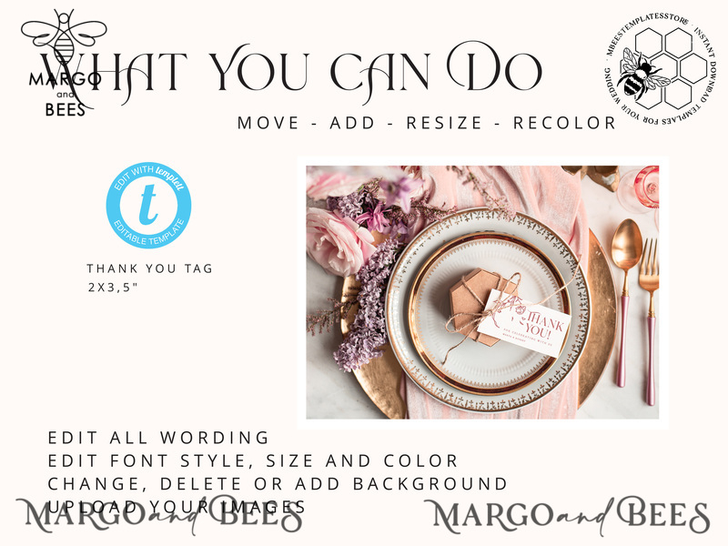 Boho Favor Tag Template, Greenery  Favor Tag Template, Editable Thank You Tag, Printable Wedding Gift Tags, Party Tags, WMin1-1