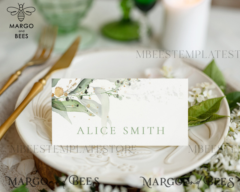 Sage Green escort card template, TENTED Place Cards editable, Instant download Modern place cards, Garden escort cards Printable, WSpr1-2