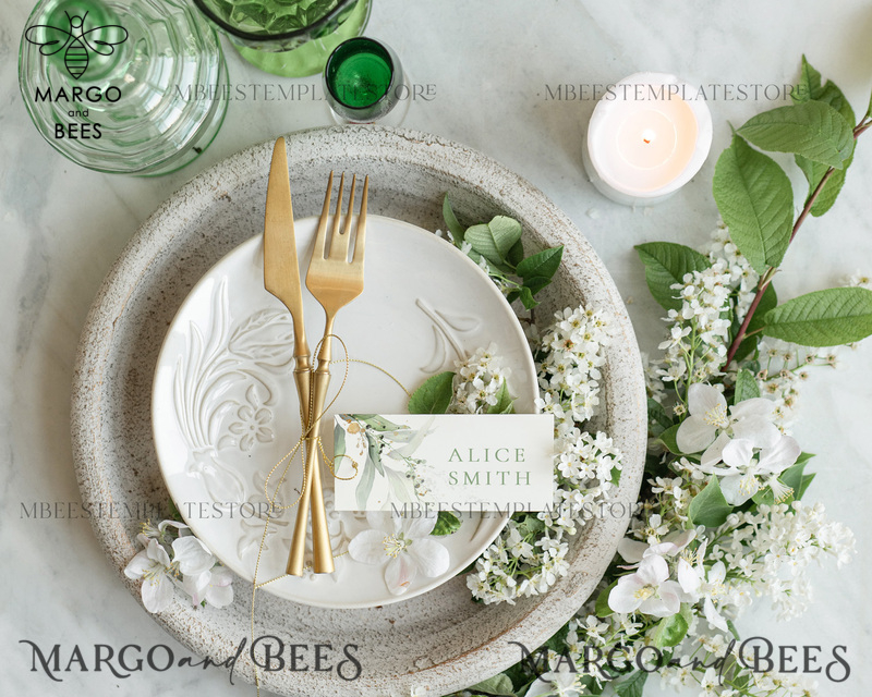 Sage Green escort card template, TENTED Place Cards editable, Instant download Modern place cards, Garden escort cards Printable, WSpr1-1