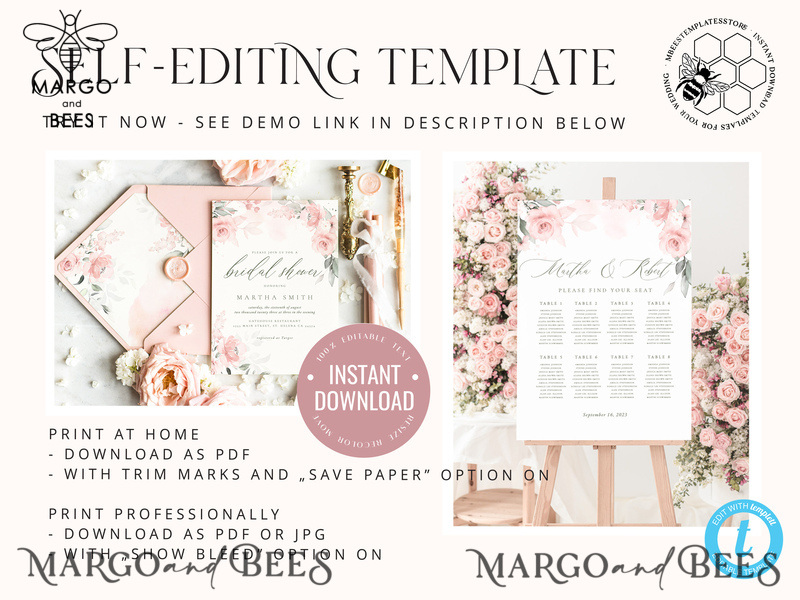 Floral wine label wedding template, Instant download Modern wine label weddings, Garden wine label wedding Printable, WRom1-2
