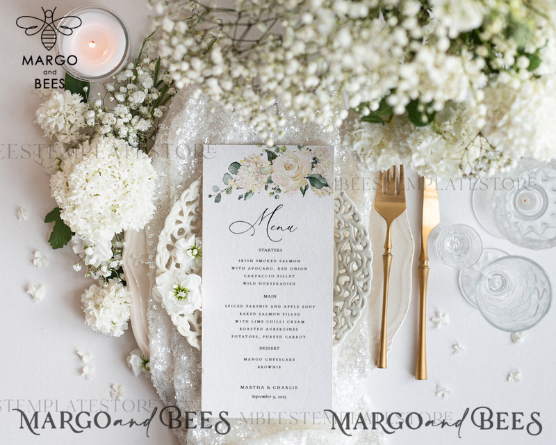 Sage Green wedding menu template, wedding menus editable, Instant download Modern wedding menus, Garden wedding menu Printable, WRoses55-0