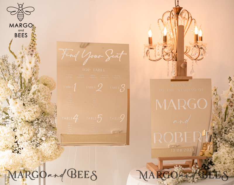 Luxury golden mirror Wedding Welcome Sign, Golden Wedding Decor, Personalised Wedding Sign, Wedding Gift, Welcome Wedding Board BpPXSet-4