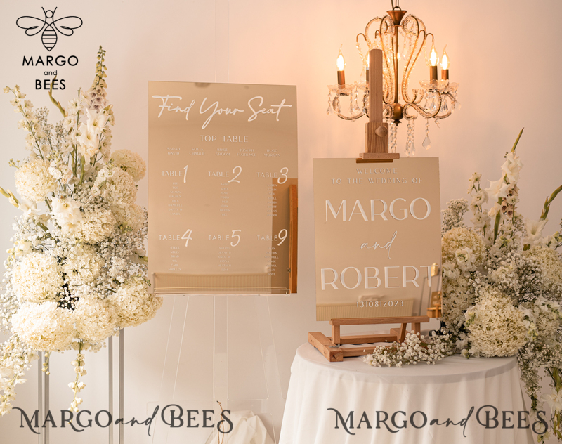 Luxury golden mirror Wedding Welcome Sign, Golden Wedding Decor, Personalised Wedding Sign, Wedding Gift, Welcome Wedding Board BpPXSet-5