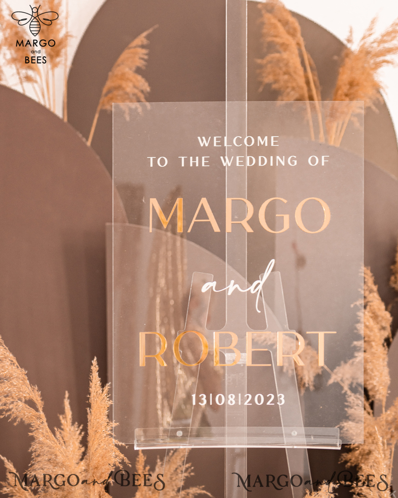 Luxury Clear and Gold Wedding Welcome Sign, Golden Wedding Decor, Personalised Wedding Sign, Wedding Board, Welcome Wedding Board -4