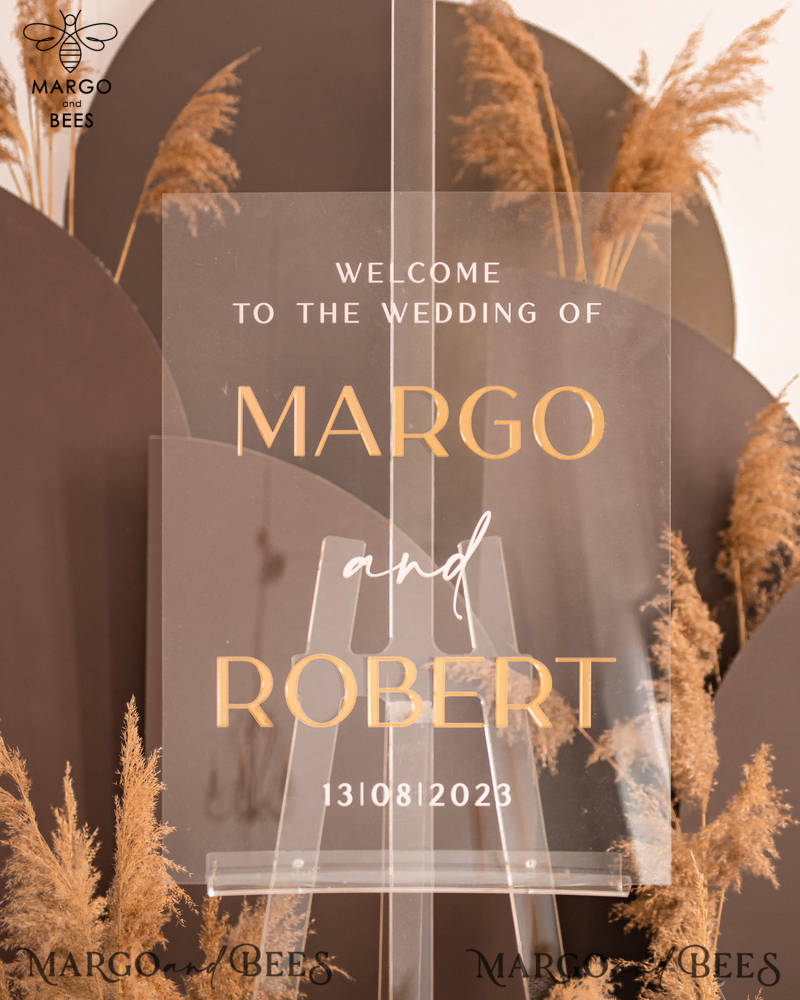 Luxury Clear and Gold Wedding Welcome Sign, Golden Wedding Decor, Personalised Wedding Sign, Wedding Board, Welcome Wedding Board -6