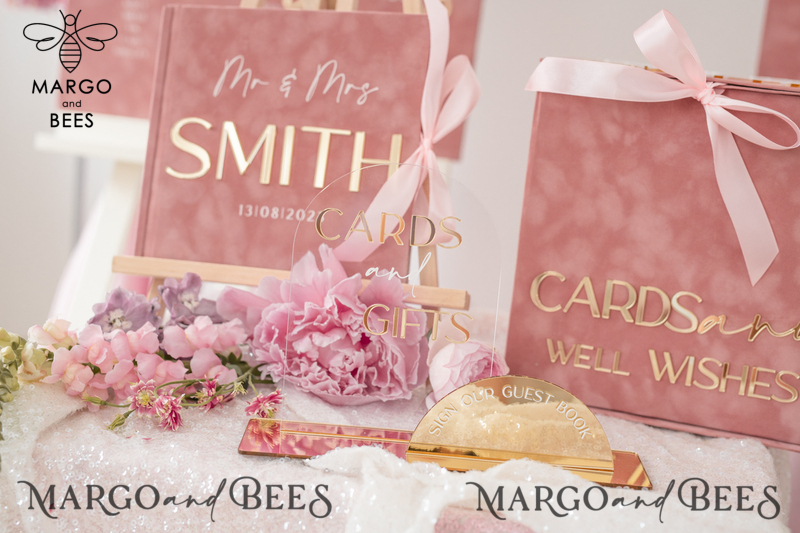 Luxury Velvet blush pink Wedding Welcome Sign, Golden Wedding Decor, Personalised Wedding Sign, Wedding Gift, Welcome Wedding Board BpPXSet-13