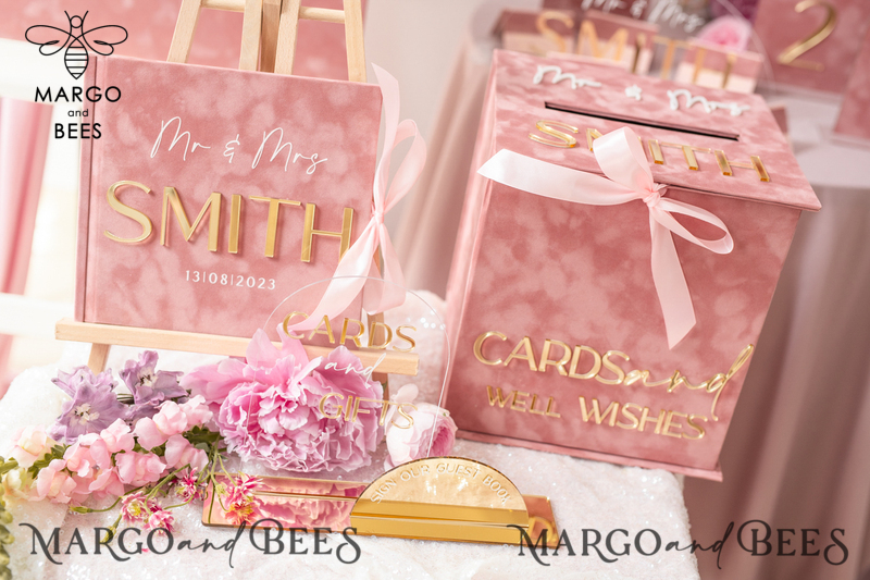 Luxury Velvet blush pink Wedding Welcome Sign, Golden Wedding Decor, Personalised Wedding Sign, Wedding Gift, Welcome Wedding Board BpPXSet-9