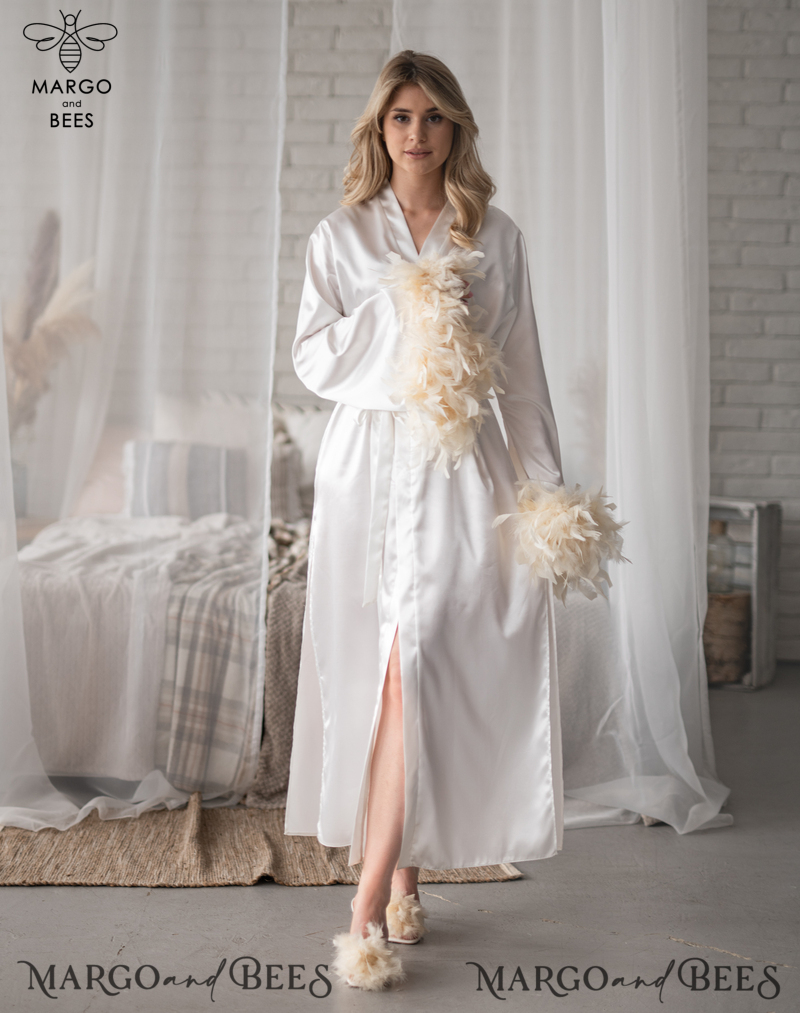Bridal Robe with feathers and Nightgown Set, bridal robe kimono sleeve Sexy boudoir robe, wedding set slip, Robes for bride with name on it Personalised Satin Robes, Luxury Bride Dressing Gowns, Sexy sleeves Wedding Robes, Get Ready Bridal Robes with name on it , Hen Party Silk Robes with feathers Custom bride robe and Nightgown Set, bridal robe puff long sleeve Sexy boudoir robe, bride set slip & robe, Robes for bride with name on it-4