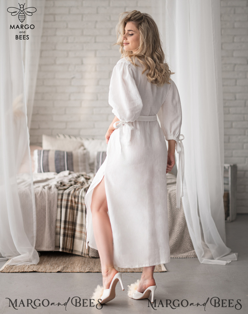  Custom bride robe, bridal robe puff long sleeve Sexy boudoir robe, bride cotton robe, Robes for bride with name on it-6