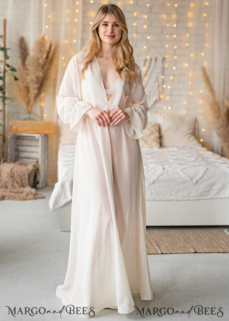 Silk Muslin Bridal robe for wedding with wide sleeves-1