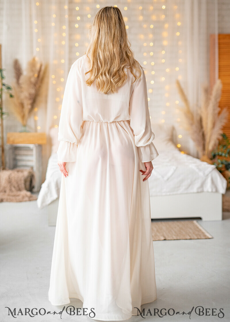 Silk Muslin Bridal robe for wedding with wide sleeves-13