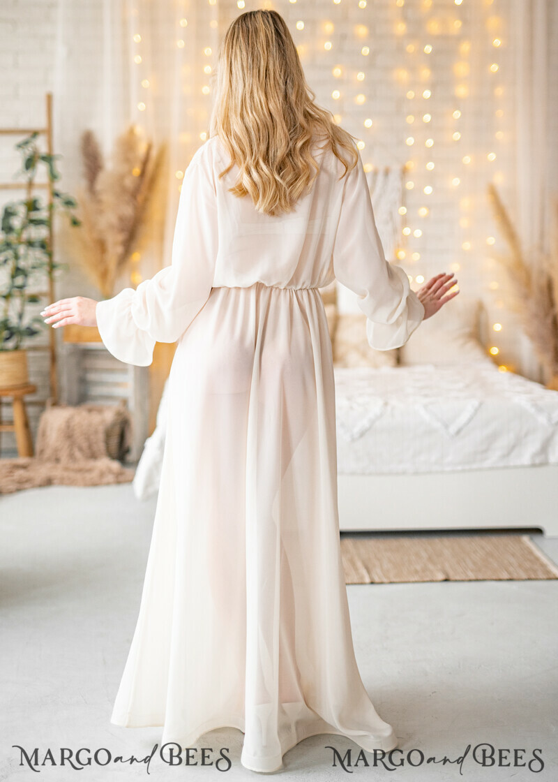 Silk Muslin Bridal robe for wedding with wide sleeves-15