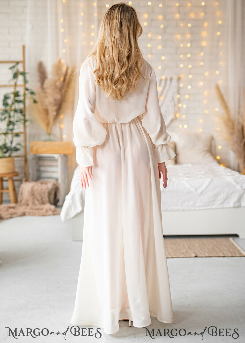 Silk Muslin Bridal robe for wedding with wide sleeves-16