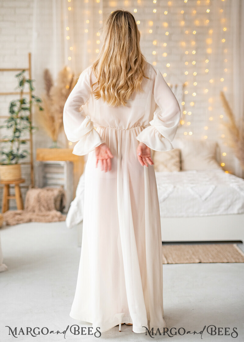 Silk Muslin Bridal robe for wedding with wide sleeves-17