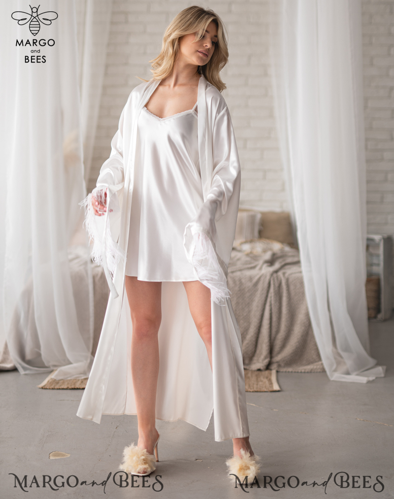 Bridal Robe with feathers and Nightgown Set, bridal robe kimono sleeve Sexy boudoir robe, wedding set slip, Robes for bride with name on it Personalised Satin Robes, Luxury Bride Dressing Gowns, Sexy sleeves Wedding Robes, Get Ready Bridal Robes with name on it , Hen Party Silk Robes with feathers Custom bride robe and Nightgown Set, bridal robe puff long sleeve Sexy boudoir robe, bride set slip & robe, Robes for bride with name on it-13