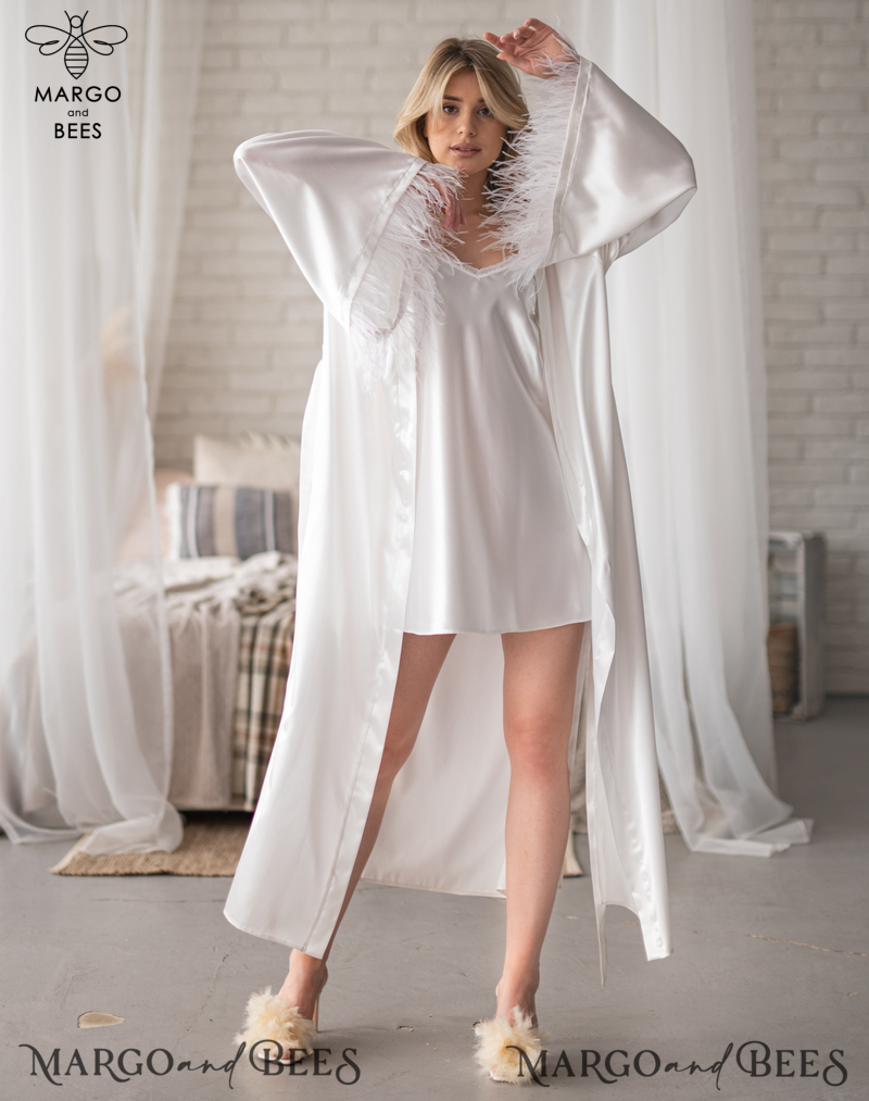 Bridal Robe with feathers and Nightgown Set, bridal robe kimono sleeve Sexy boudoir robe, wedding set slip, Robes for bride with name on it Personalised Satin Robes, Luxury Bride Dressing Gowns, Sexy sleeves Wedding Robes, Get Ready Bridal Robes with name on it , Hen Party Silk Robes with feathers Custom bride robe and Nightgown Set, bridal robe puff long sleeve Sexy boudoir robe, bride set slip & robe, Robes for bride with name on it-10