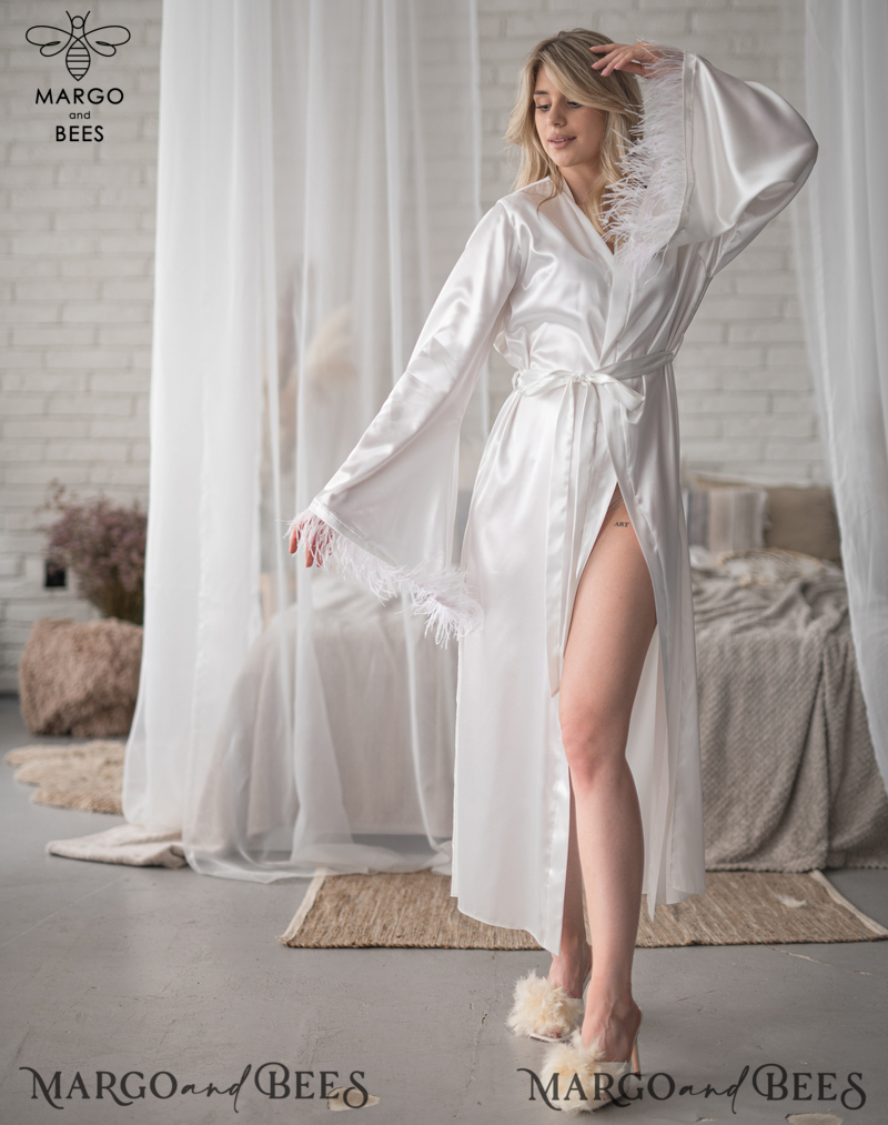 Bridal Robe with feathers and Nightgown Set, bridal robe kimono sleeve Sexy boudoir robe, wedding set slip, Robes for bride with name on it Personalised Satin Robes, Luxury Bride Dressing Gowns, Sexy sleeves Wedding Robes, Get Ready Bridal Robes with name on it , Hen Party Silk Robes with feathers Custom bride robe and Nightgown Set, bridal robe puff long sleeve Sexy boudoir robe, bride set slip & robe, Robes for bride with name on it-2