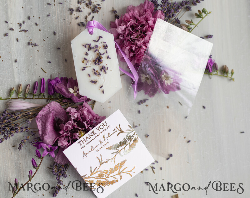 Thank You Favor gift Soy Scented wax Tablet favours with lavender, Boho wedding air Freshener-3