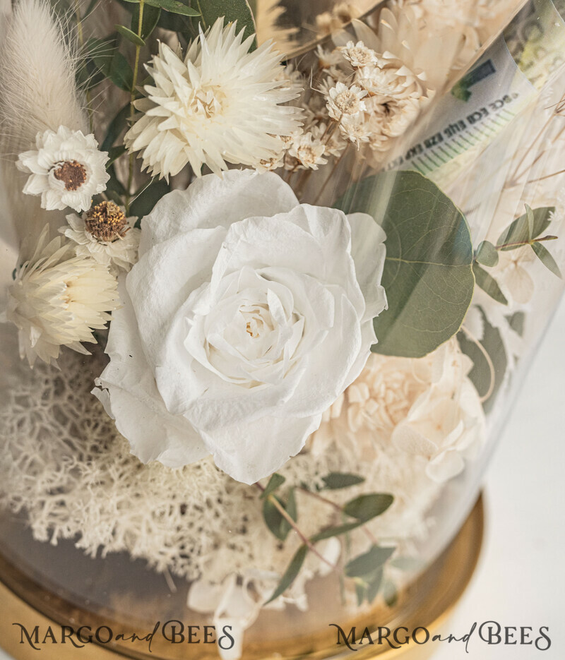 Geschenkschachtel für Geld Geldgeschenk zur Hochzeit mit Strauß aus Trockenblumen personalisiert-6