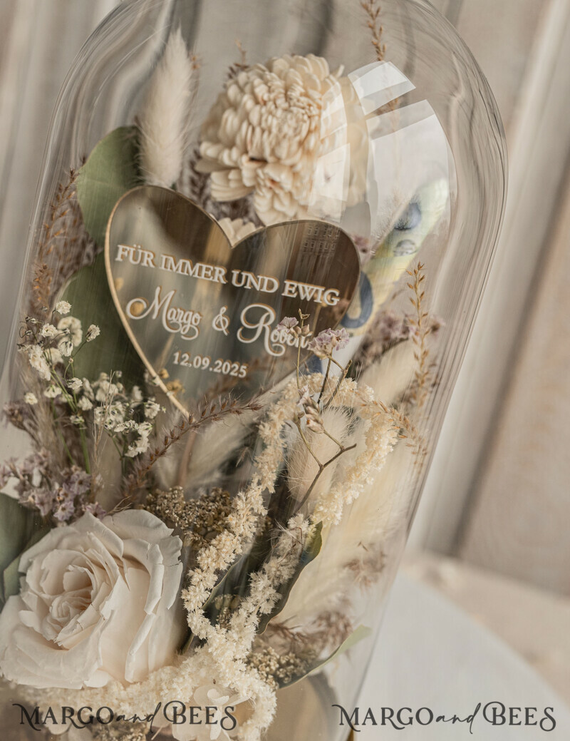 Geschenkschachtel für Geld Geldgeschenk zur Hochzeit mit Strauß aus Trockenblumen personalisiert-3