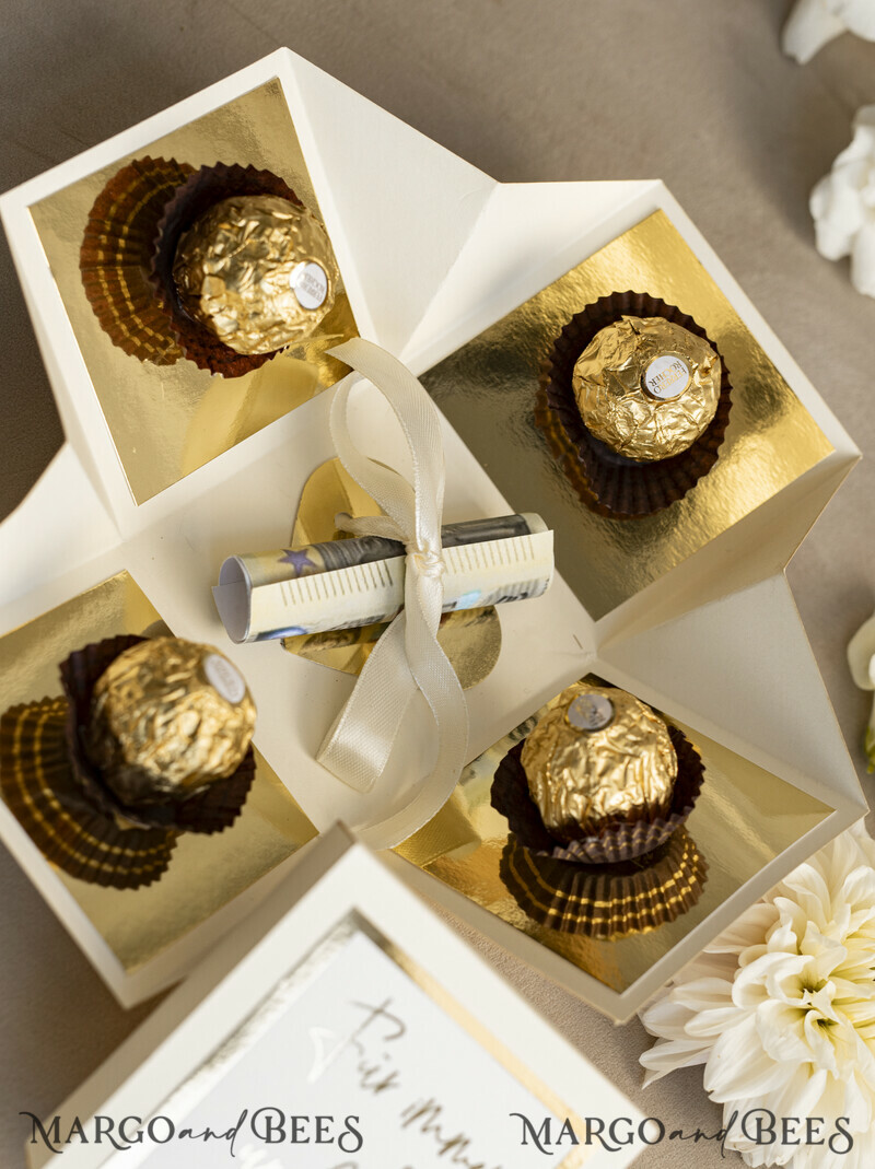 Mini Geldgeschenk zur Hochzeit – Kleines Box mit großer Wirkung Kleines Geldgeschenk zur Hochzeit Exploding Box mit Pralinen-3