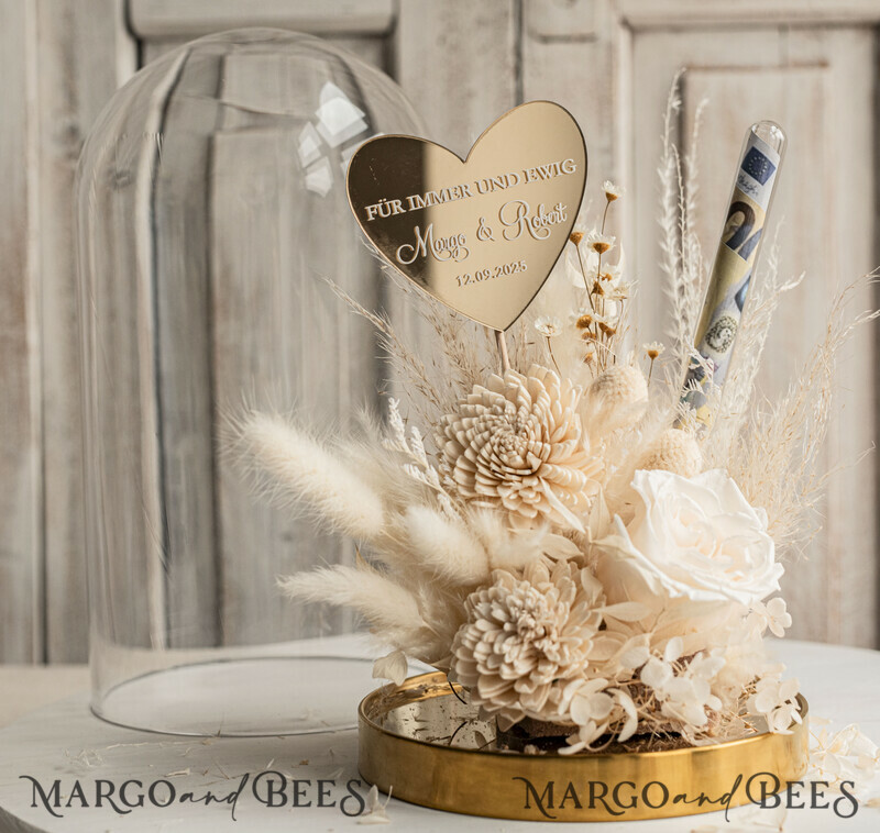 Geschenkschachtel für Geld Geldgeschenk zur Hochzeit mit Strauß aus Trockenblumen personalisiert-10
