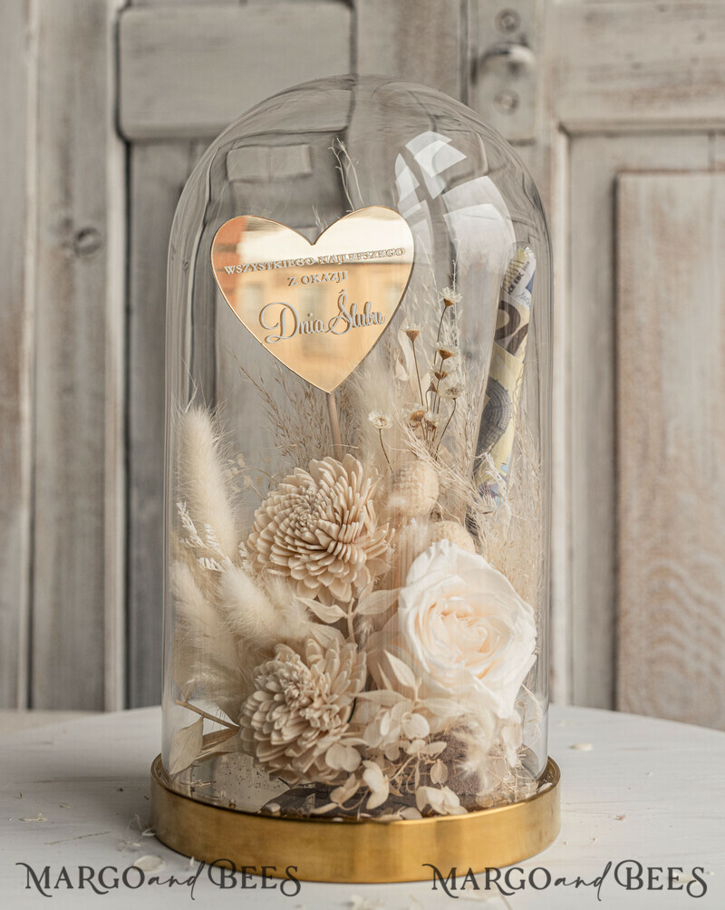 Geschenkschachtel für Geld Geldgeschenk zur Hochzeit mit Strauß aus Trockenblumen personalisiert-15