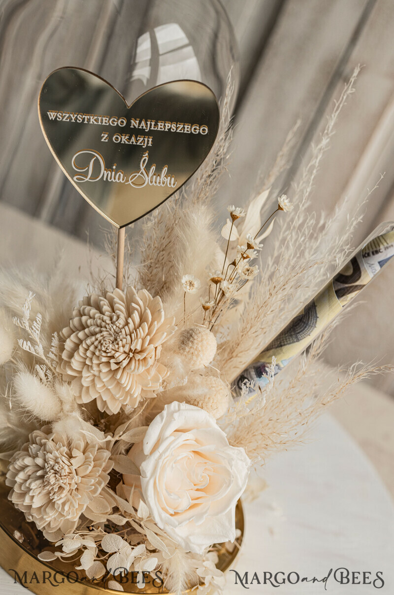 Geschenkschachtel für Geld Geldgeschenk zur Hochzeit mit Strauß aus Trockenblumen personalisiert-17