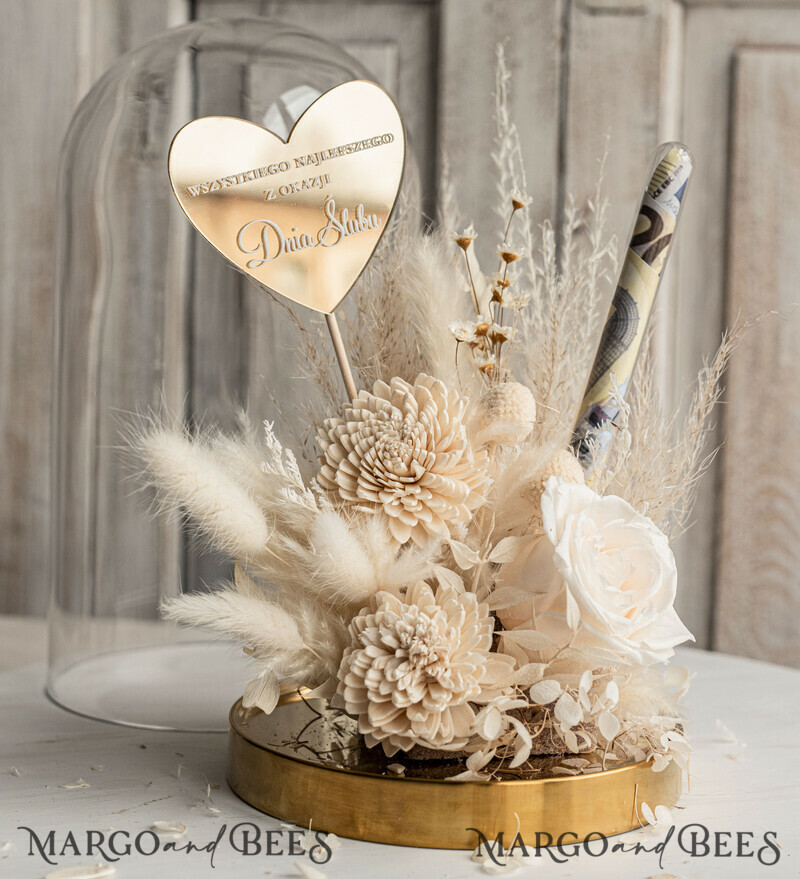 Geschenkschachtel für Geld Geldgeschenk zur Hochzeit mit Strauß aus Trockenblumen personalisiert-20