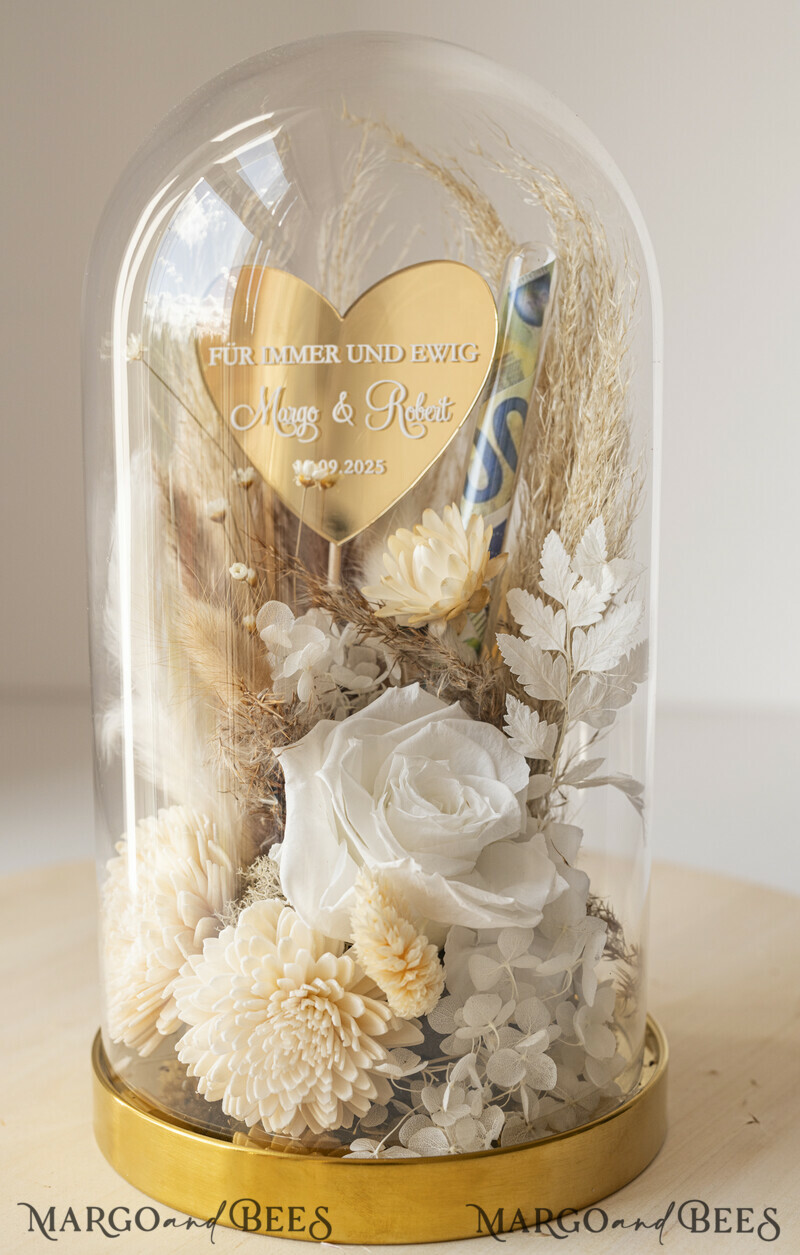 Geschenkschachtel für Geld Geldgeschenk zur Hochzeit mit Strauß aus Trockenblumen personalisiert-20