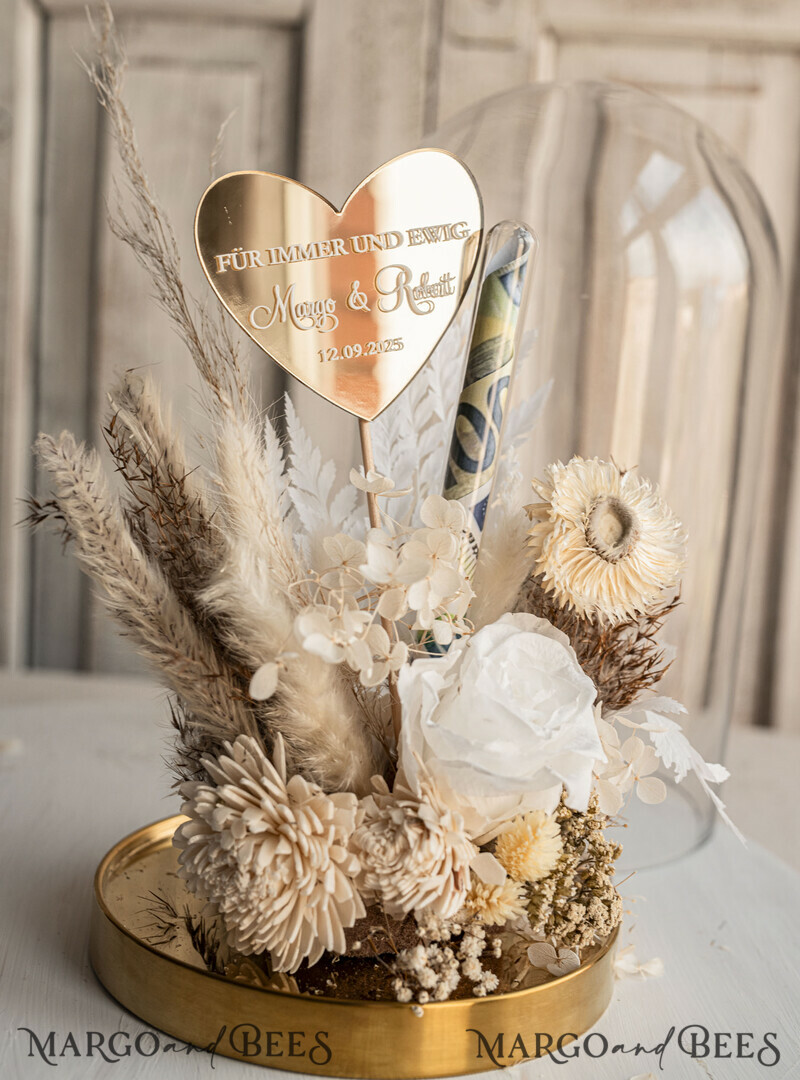 Geschenkschachtel für Geld Geldgeschenk zur Hochzeit mit Strauß aus Trockenblumen personalisiert-13