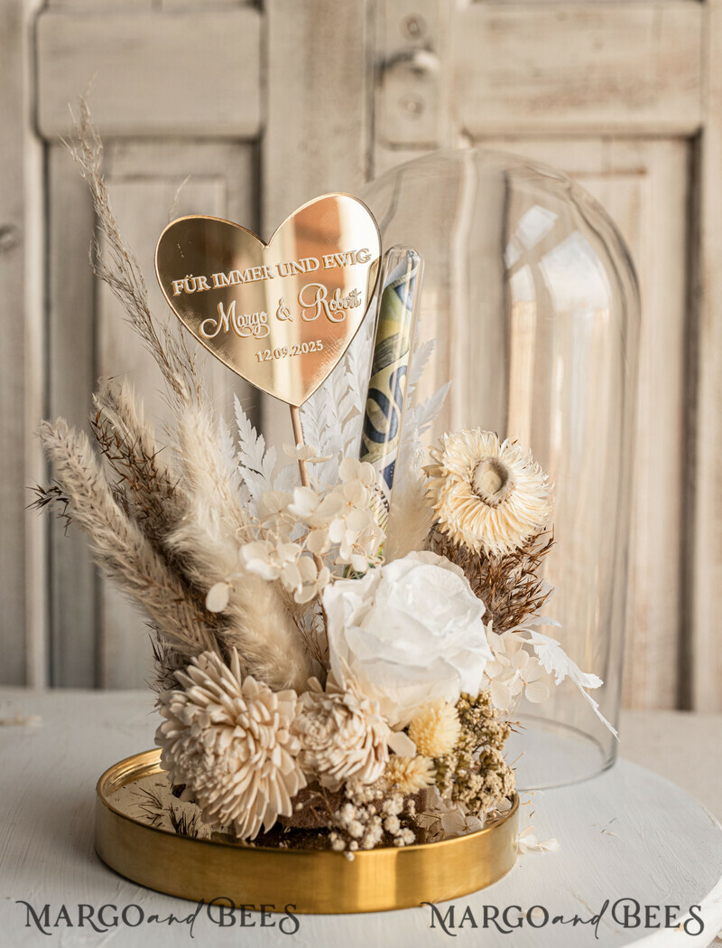 Geschenkschachtel für Geld Geldgeschenk zur Hochzeit mit Strauß aus Trockenblumen personalisiert-14