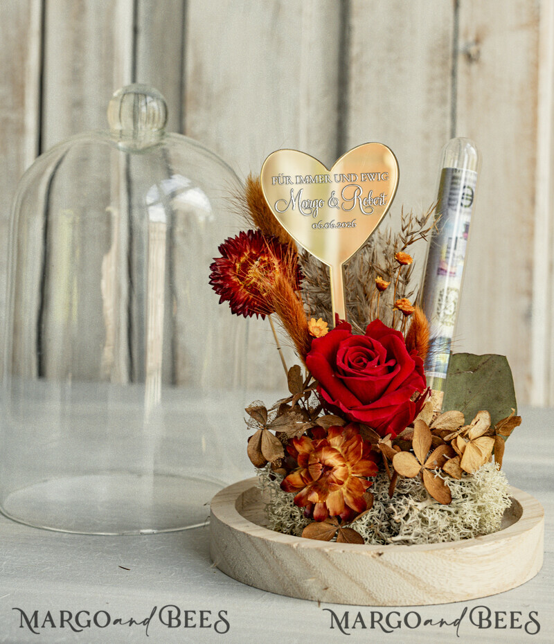 Geschenkschachtel für Geld Geldgeschenk zur Hochzeit mit Strauß aus Trockenblumen personalisiert-0
