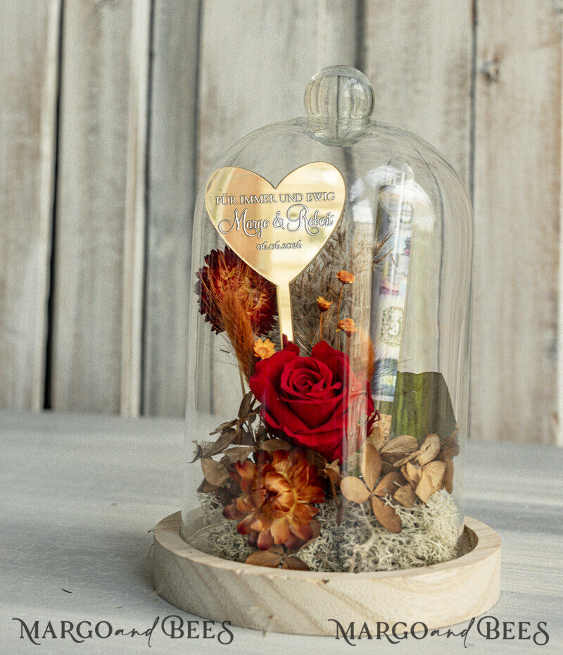 Geschenkschachtel für Geld Geldgeschenk zur Hochzeit mit Strauß aus Trockenblumen personalisiert-1