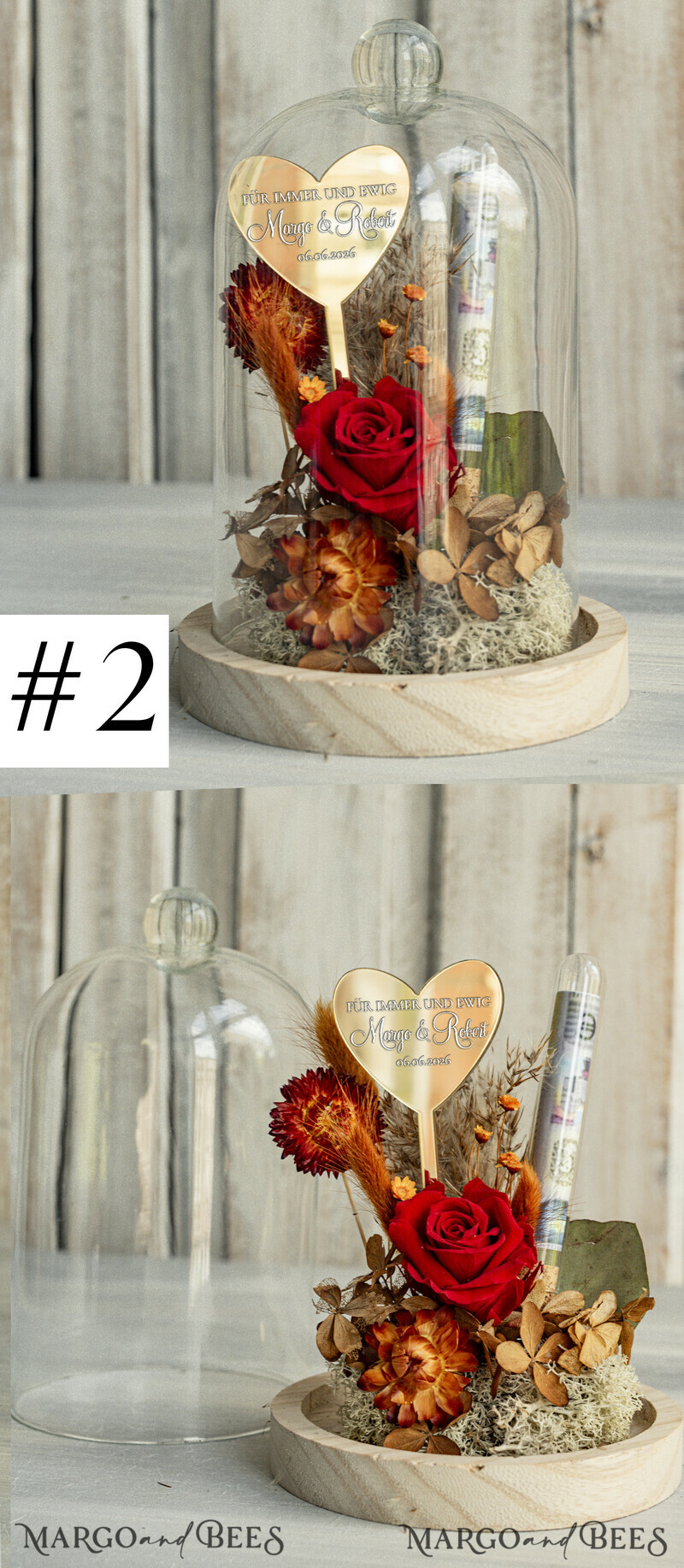 Geschenkschachtel für Geld Geldgeschenk zur Hochzeit mit Strauß aus Trockenblumen personalisiert-2