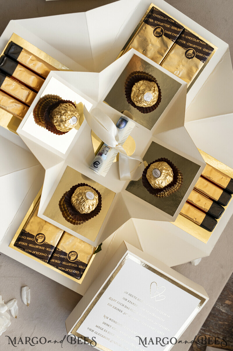 Kleines Geldgeschenk zur Hochzeit – Exploding Box mit Pralinen und persönlichem Gruß-6