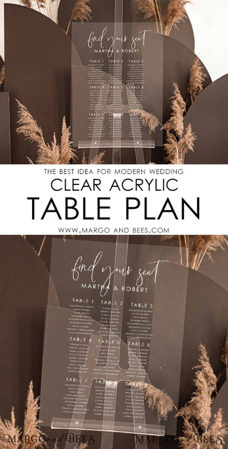 Acrylic clear transparent Modern clear transparent Seating Chart, 3d Elegant Find Your Seat - Seating Plan Sign , Clear Wedding Table Plan, Wedding Decoration with white letters - Acrylic Clear Reception Signage - Custom Ceremony Sign-2