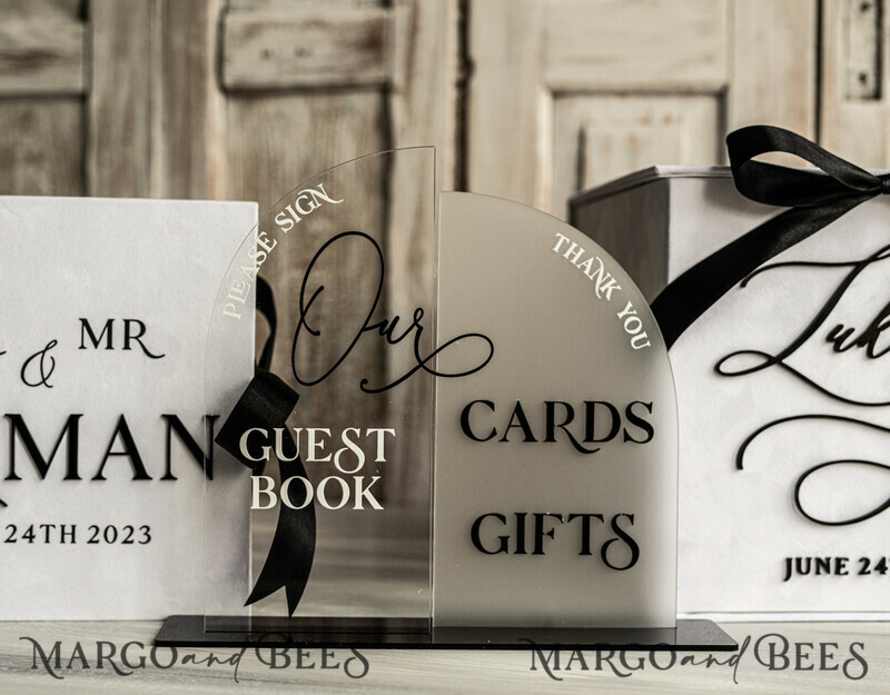 Velvet Set Card Box Guestbook & Sign, Wedding Card Box Instant Instax Guestbook, Black & White Wedding Money Box Sing Guestbook Set, BWs-8
