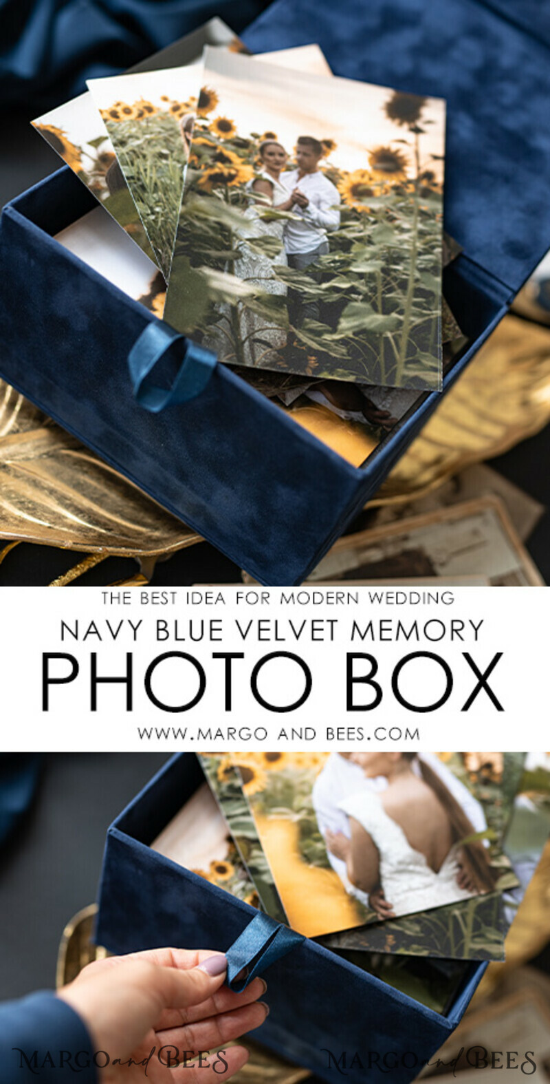 Velvet Photo Box Photographer Box Wedding Memory Box, Custom Keepsake Box-10