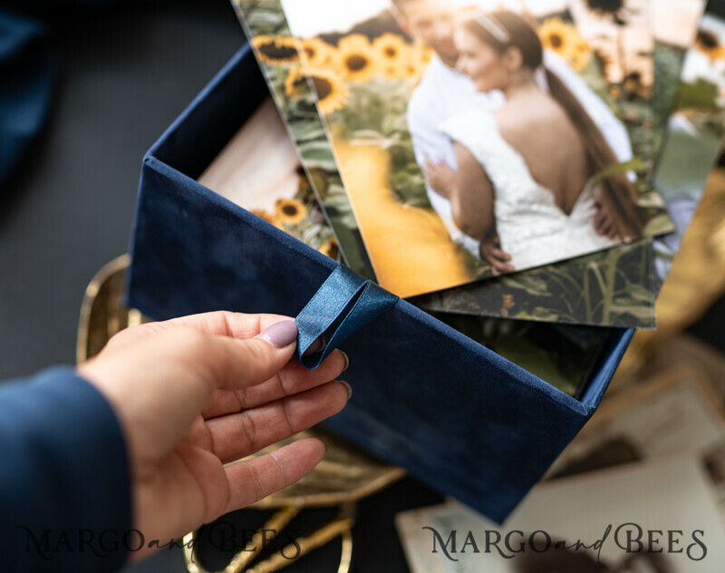 Velvet Photo Box Photographer Box Wedding Memory Box, Custom Keepsake Box-11