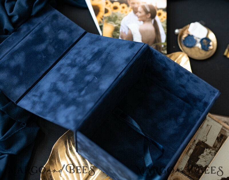 Velvet Photo Box Photographer Box Wedding Memory Box, Custom Keepsake Box-12