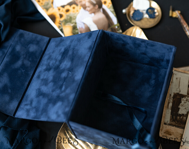 Velvet Photo Box Photographer Box Wedding Memory Box, Custom Keepsake Box-13