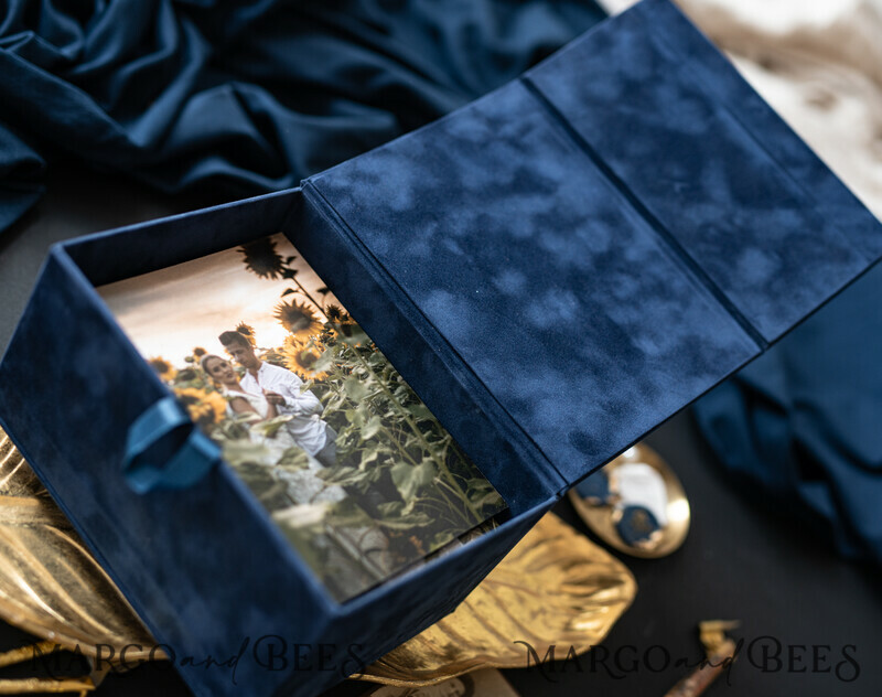 Velvet Photo Box Photographer Box Wedding Memory Box, Custom Keepsake Box-6