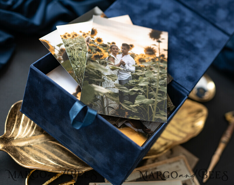 Velvet Photo Box Photographer Box Wedding Memory Box, Custom Keepsake Box-8