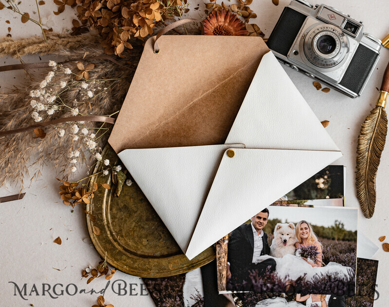 Packaging for Wedding and Family Photographers, Customized leather Envelope for Photos, engraved leather Case Prints 5x7-1