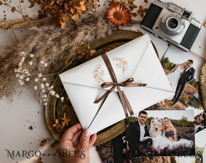 Packaging for Wedding and Family Photographers, Customized leather Envelope for Photos, engraved leather Case Prints 5x7-4