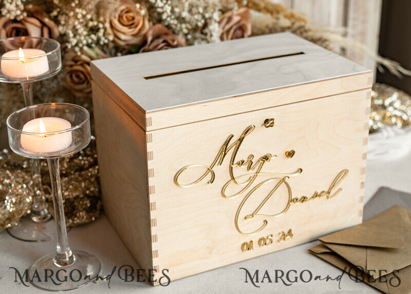 rustic wood Set Card Box Guestbook & Sign, Wedding Card Box with lock Instant Instax Guestbook, wooden Wedding Money Box Sing Guestbook Set, Card Box with slot and lock cards and gift Arch acrylic sign set-14