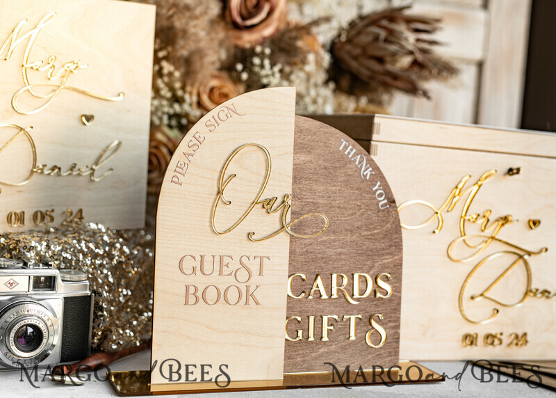 rustic wood Set Card Box Guestbook & Sign, Wedding Card Box with lock Instant Instax Guestbook, wooden Wedding Money Box Sing Guestbook Set, Card Box with slot and lock cards and gift Arch acrylic sign set-30