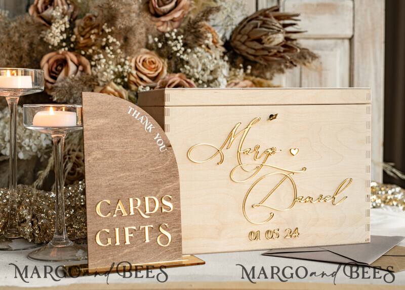 rustic wood Set Card Box & Sign, Wedding Card Box with lock cards gifts sign with stand, wooden Wedding Money Box Sing Guestbook Set-1